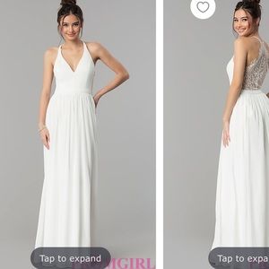 Promgirl long white dress with lace back